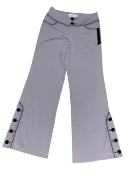 Nordstrom Light Gray Flare Pants with Black Waistband Detail